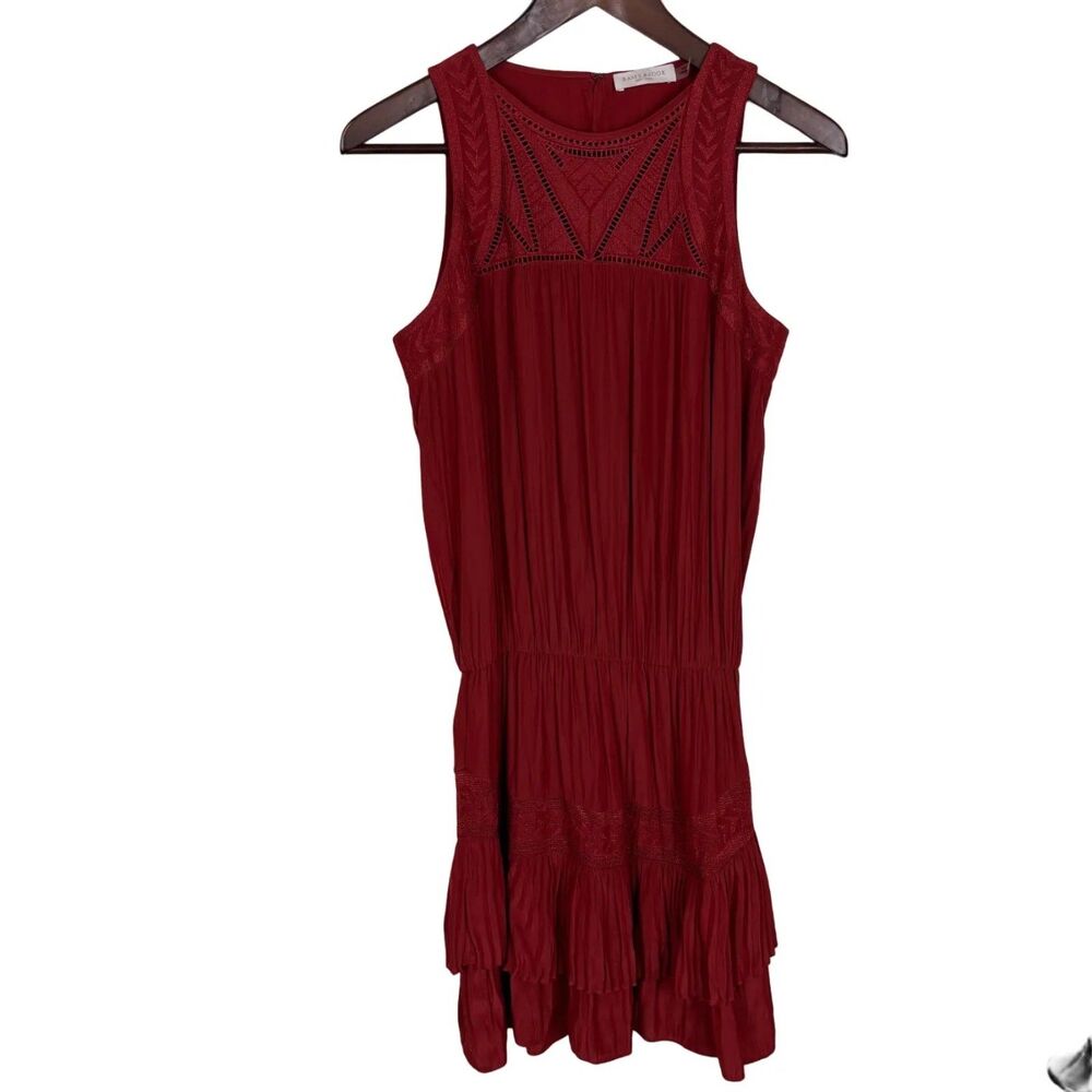 Ramy Brook Paris Red Sleeveless Silky Drop Waist Dress Women's XS